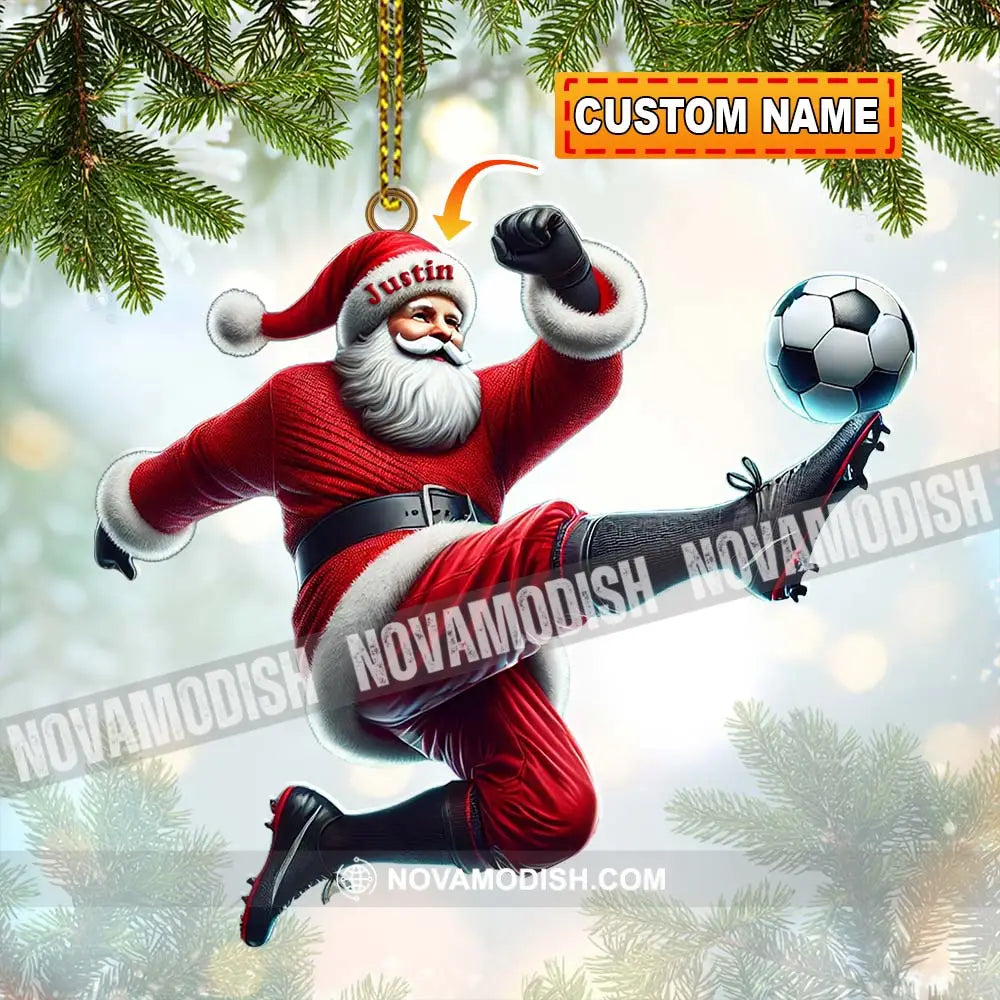 Custom Name Football Santa Ornament Christmas Gift