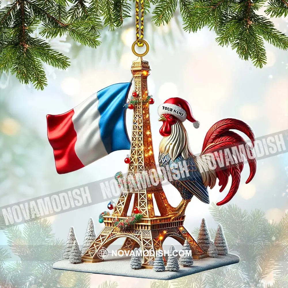 Custom Name France Ornament Christmas Gift For Lover 3.54’’ / 1