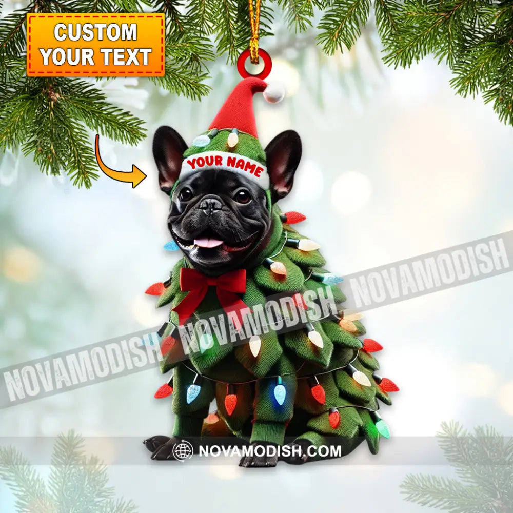 Custom Name French Bulldog Ornament Dog Christmas Gift Decoration