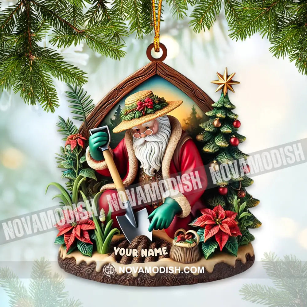 Custom Name Gardener Santa Ornament Christmas Gift For 3.54’’ / 1