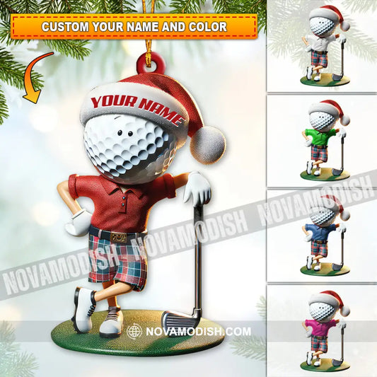 Custom Name Golf Santa Ornament Lover Christmas Gift