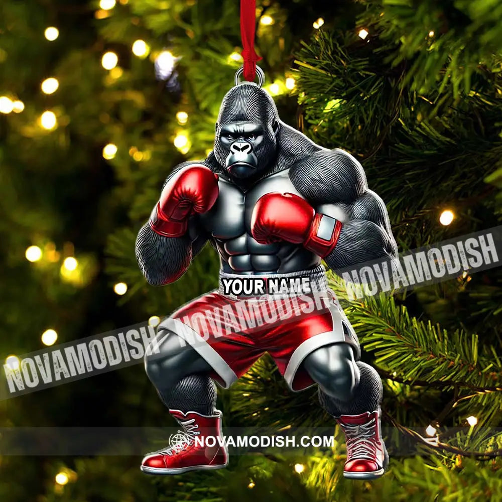 Custom Name Gorilla Boxing Ornament Christmas Gift Decoration