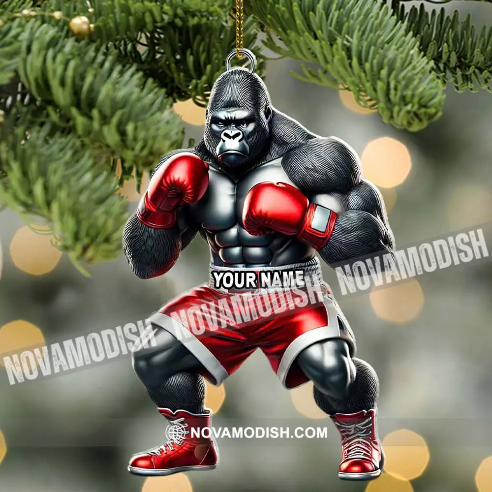 Custom Name Gorilla Boxing Ornament Christmas Gift Decoration