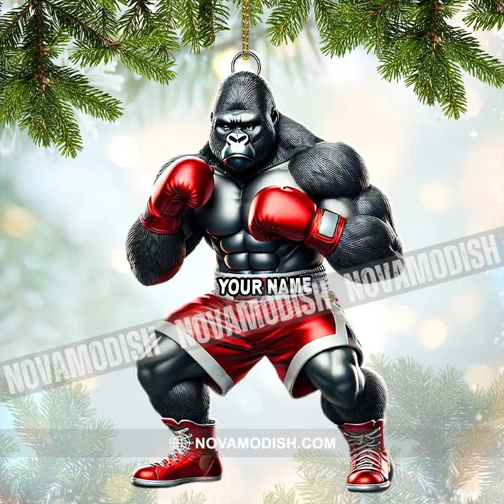 Custom Name Gorilla Boxing Ornament Christmas Gift Decoration 3.54’’ / 1