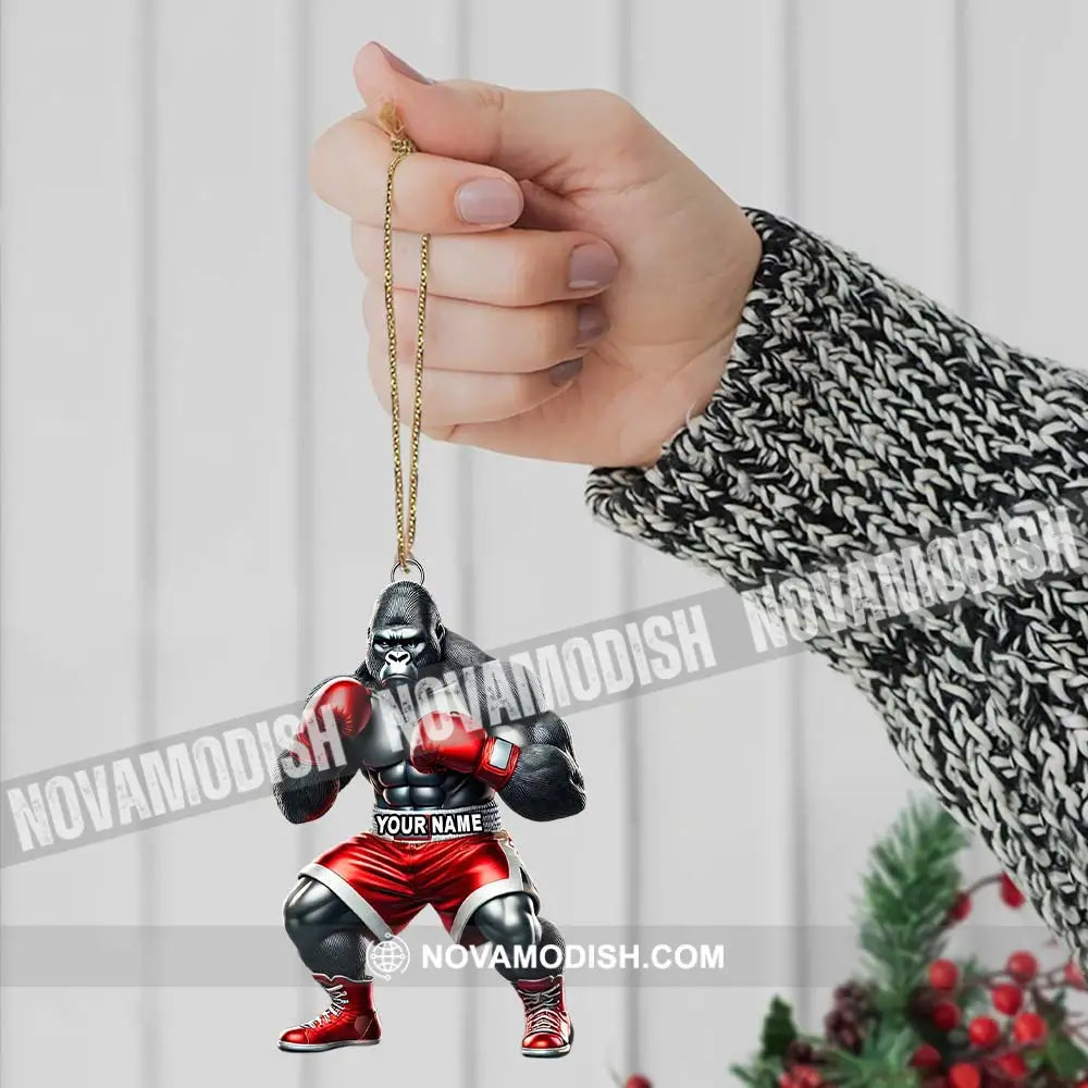 Custom Name Gorilla Boxing Ornament Christmas Gift Decoration