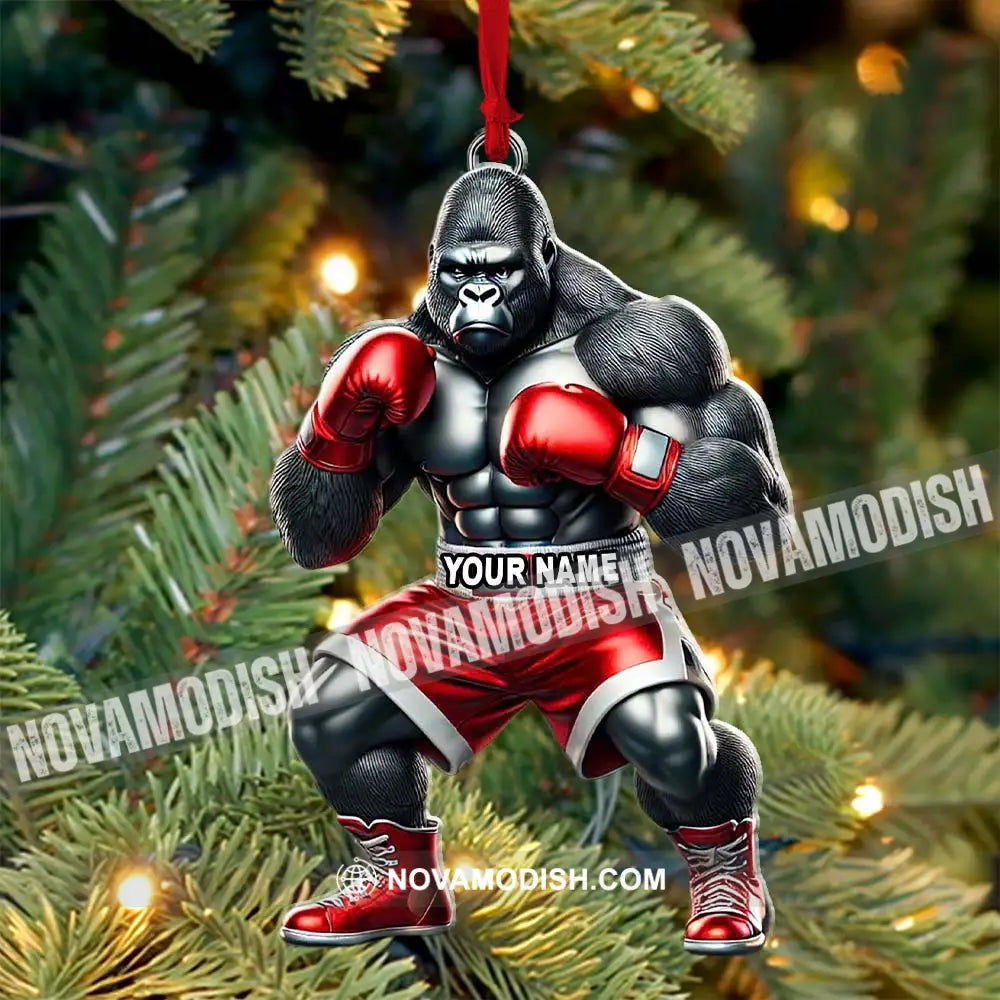 Custom Name Gorilla Boxing Ornament Christmas Gift Decoration