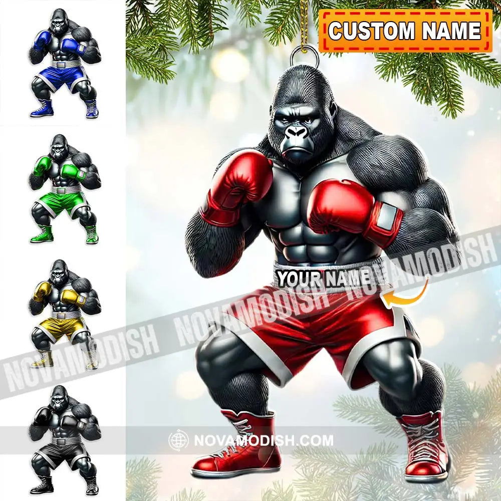 Custom Name Gorilla Boxing Ornament Christmas Gift Decoration