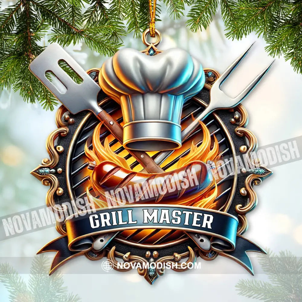 Custom Name Grill Master Ornament Christmas Gift For 3.54’’ / 1