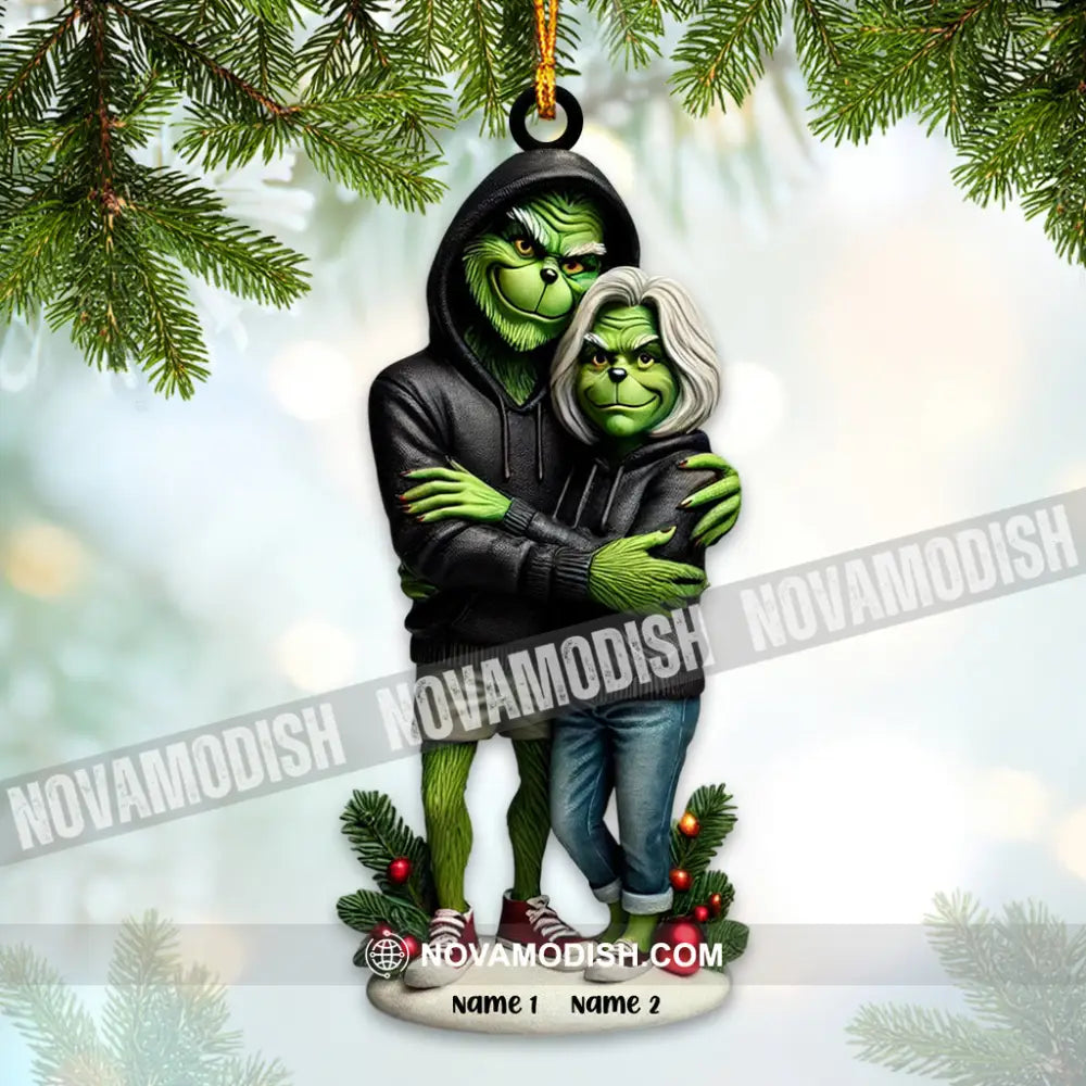 Custom Name Grinch Couple Ornament Lover Christmas Gift 3.54’’ / 1