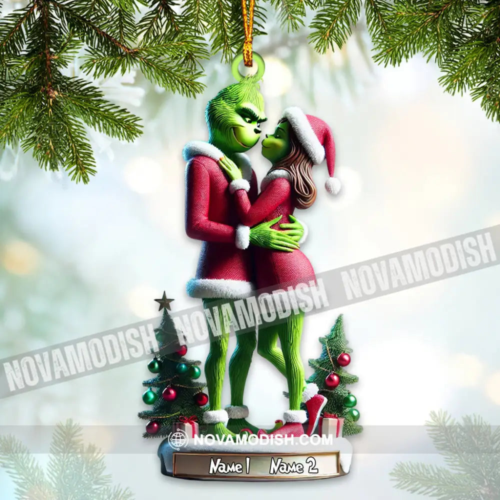 Custom Name Grinch Couple Ornament Lover Christmas Gift 3.54’’ / 1