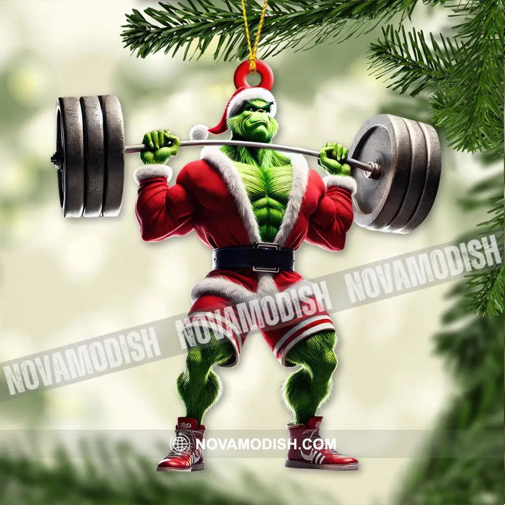 Custom Name Grinch Gym Ornament Gymnastics Christmas Gift 3.54’’ / 1