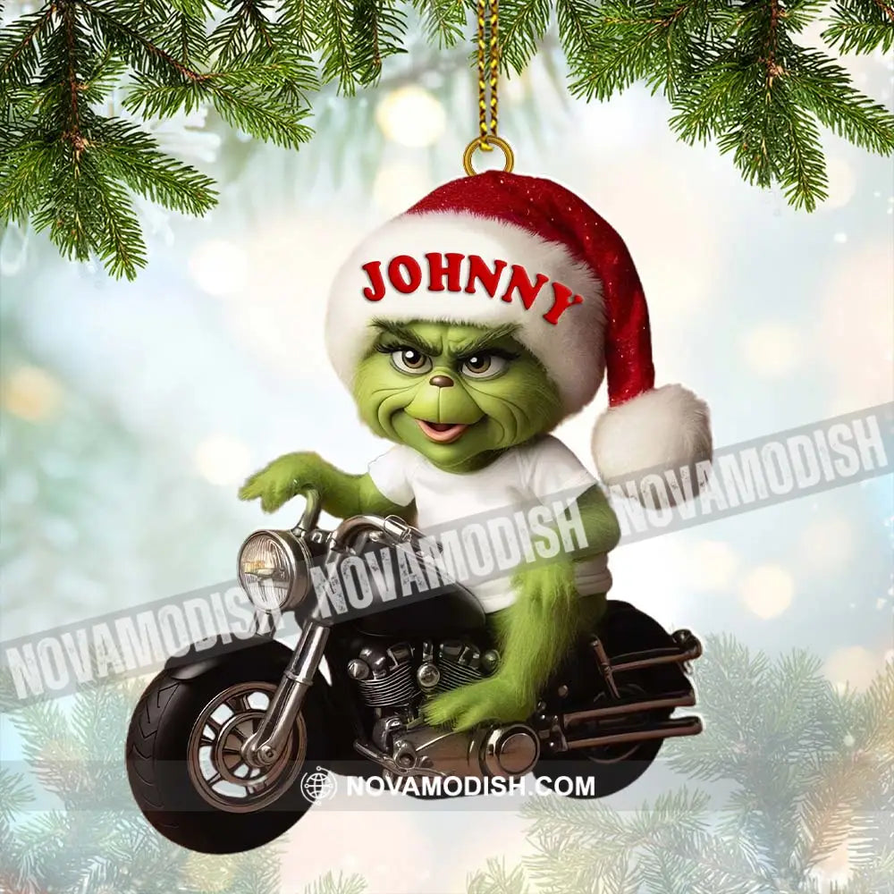 Custom Name Grinch Motocross Ornament Lover Christmas Gift 3.54’’ / 1