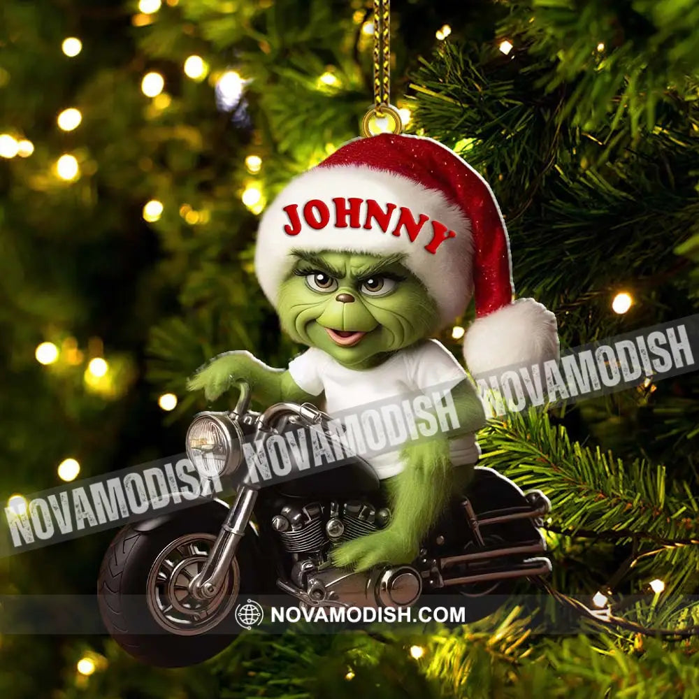 Custom Name Grinch Motocross Ornament Lover Christmas Gift