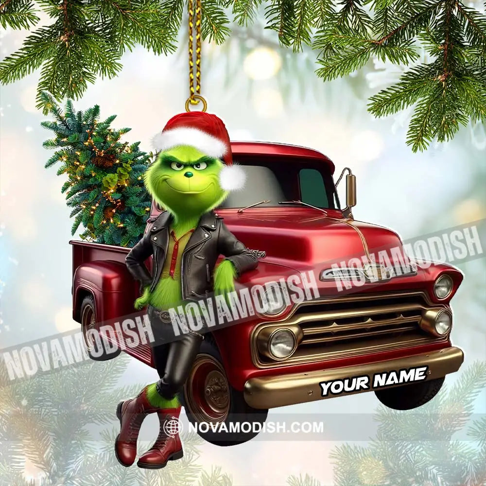 Custom Name Grinch Truck Ornament Christmas Gift Decor 3.54’’ / 1