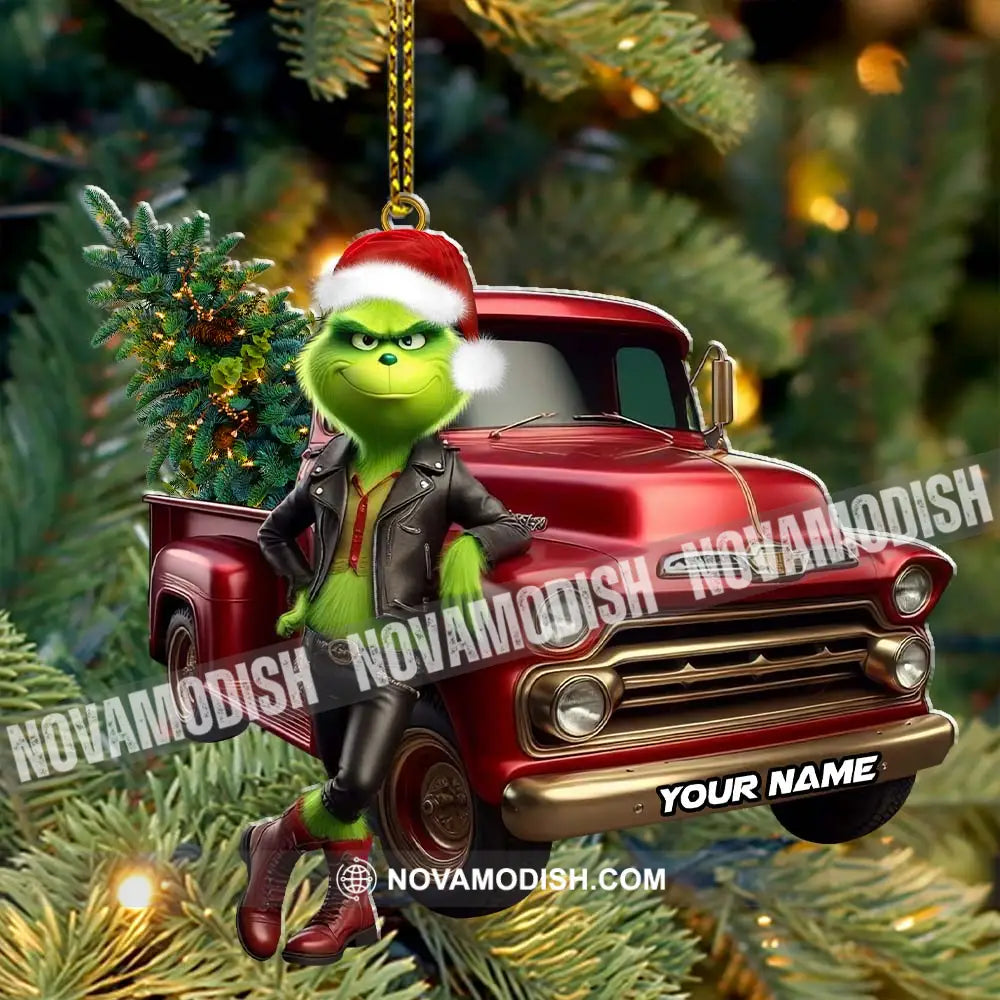 Custom Name Grinch Truck Ornament Christmas Gift Decor