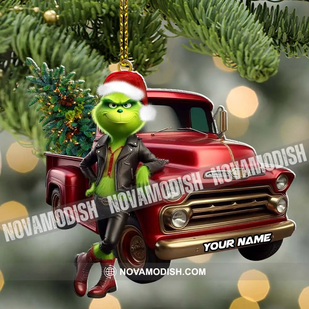 Custom Name Grinch Truck Ornament Christmas Gift Decor