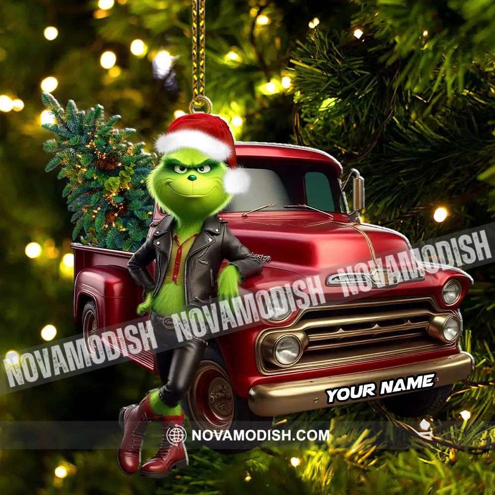 Custom Name Grinch Truck Ornament Christmas Gift Decor