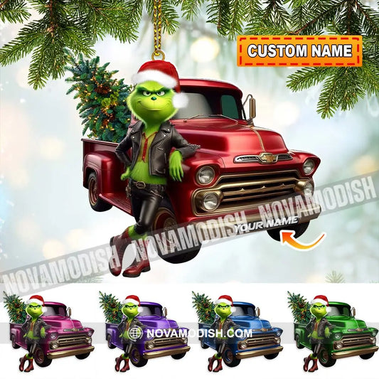 Custom Name Grinch Truck Ornament Christmas Gift Decor