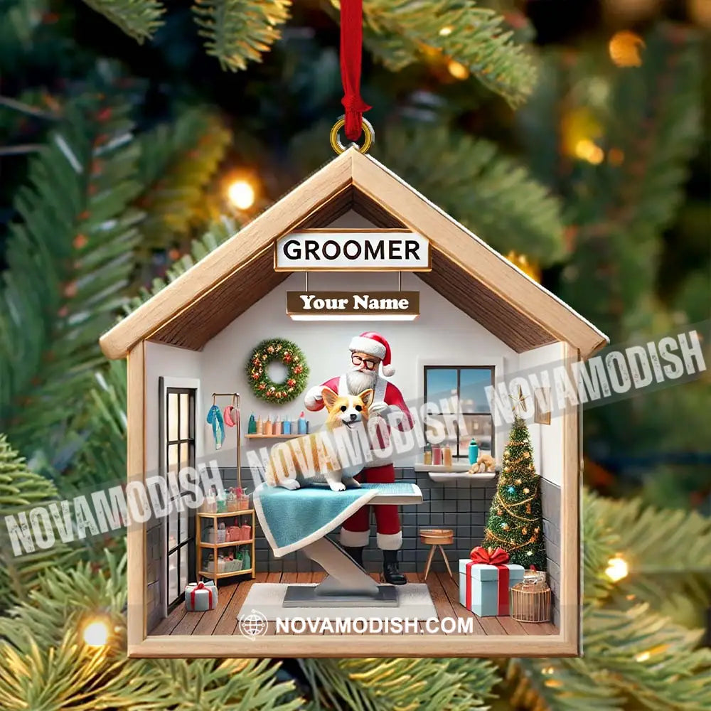 Custom Name Groomer Ornament Christmas Decoration For Pet Shop