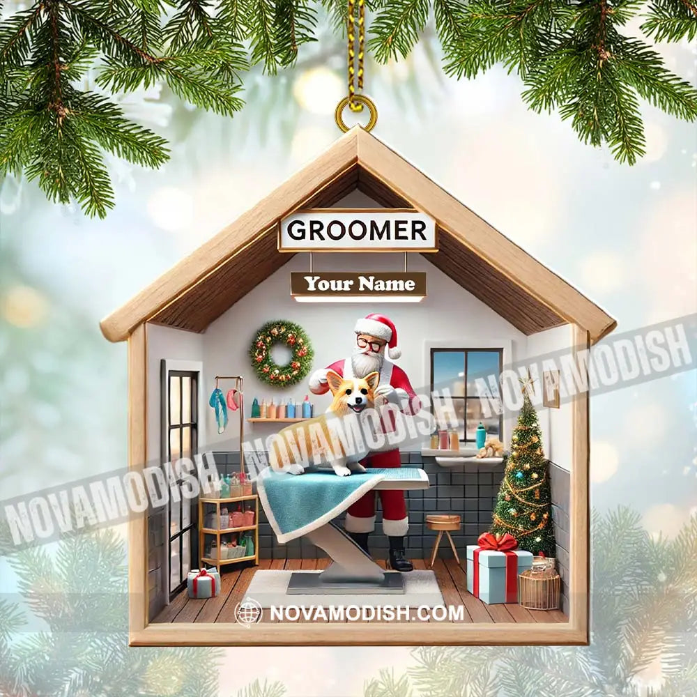 Custom Name Groomer Ornament Christmas Decoration For Pet Shop 3.54’’ / 1