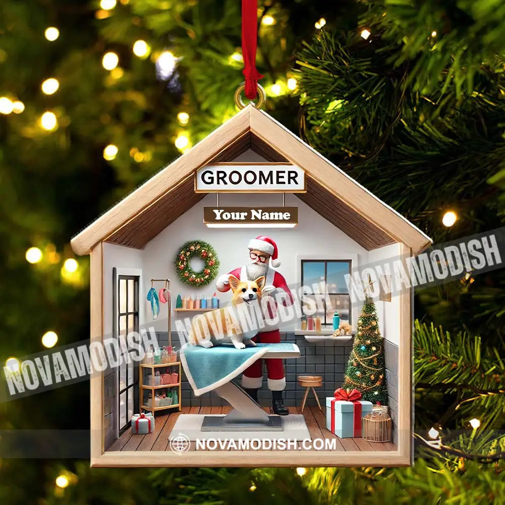 Custom Name Groomer Ornament Christmas Decoration For Pet Shop