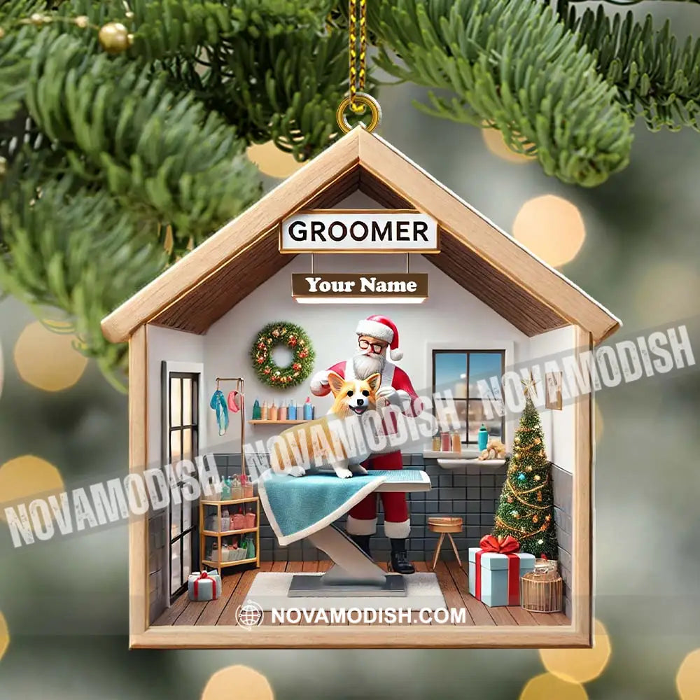 Custom Name Groomer Ornament Christmas Decoration For Pet Shop