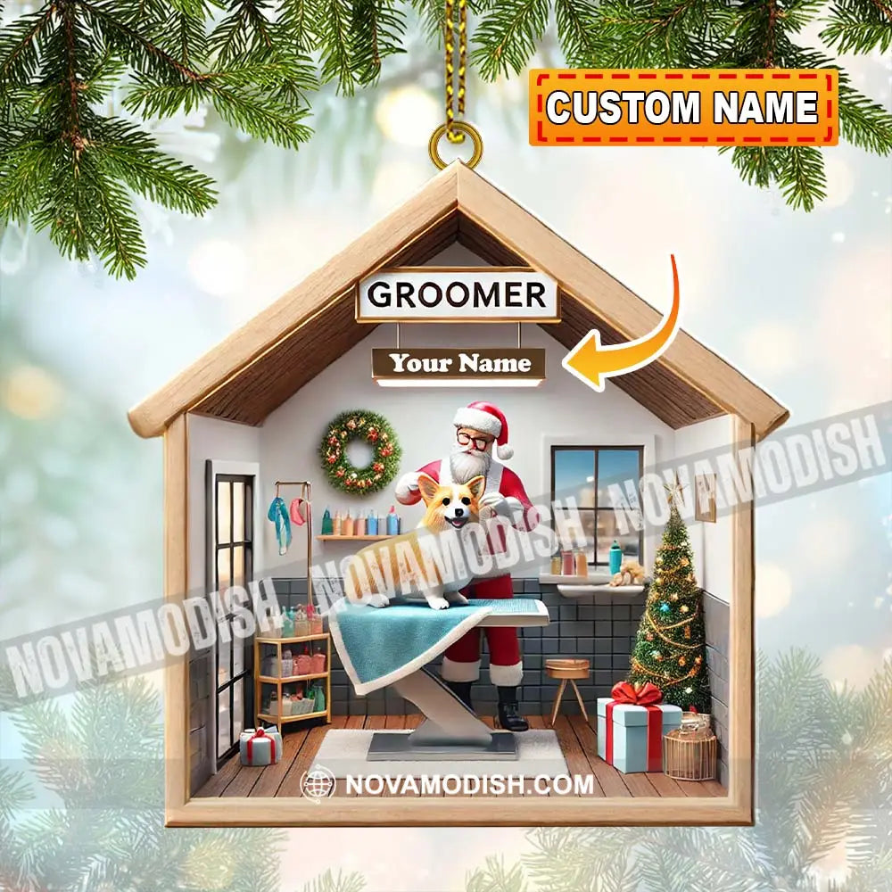 Custom Name Groomer Ornament Christmas Decoration For Pet Shop