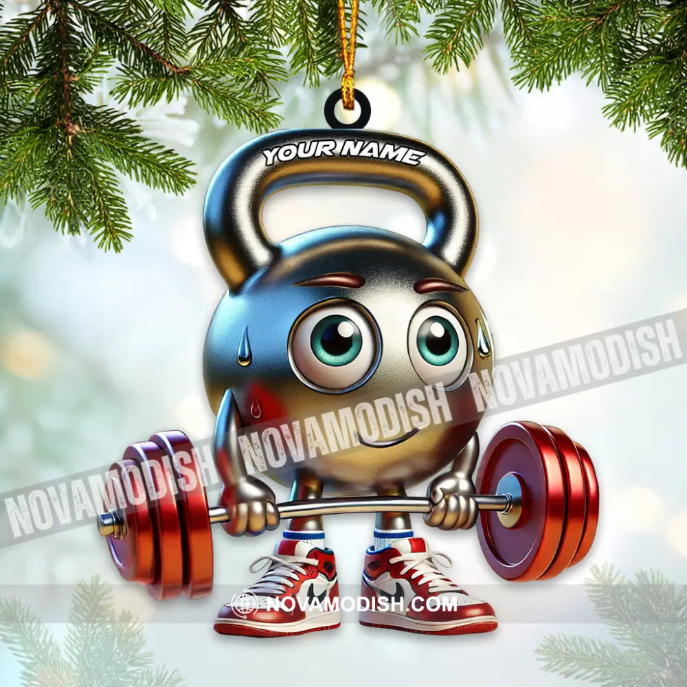 Custom Name Gym Ornament Work Out Christmas Gift 3.54’’ / 1