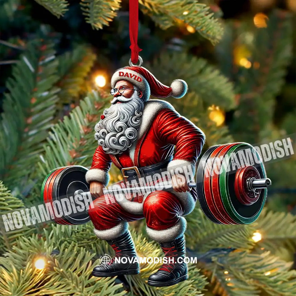 Custom Name Gym Work Out Santa Ornament Gymnastics Christmas Gift