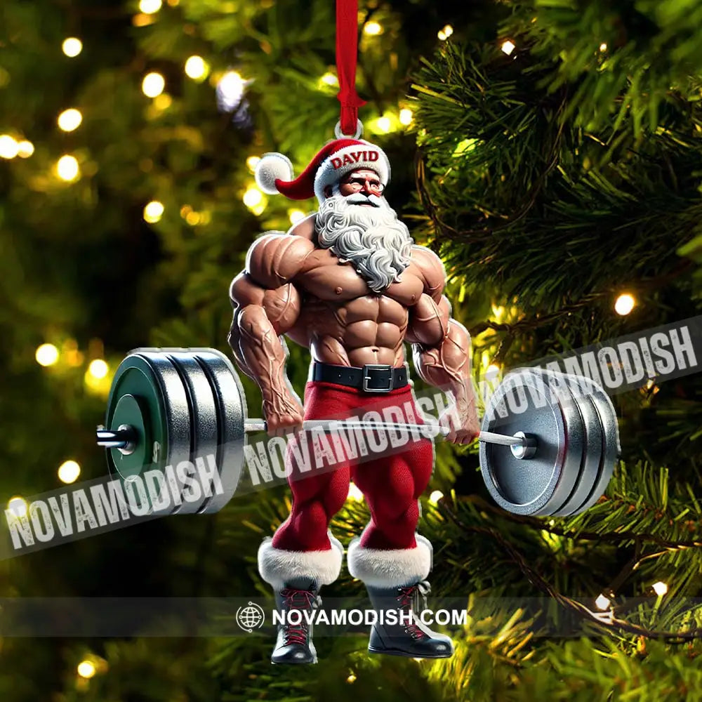 Custom Name Gym Work Out Santa Ornament Gymnastics Christmas Gift