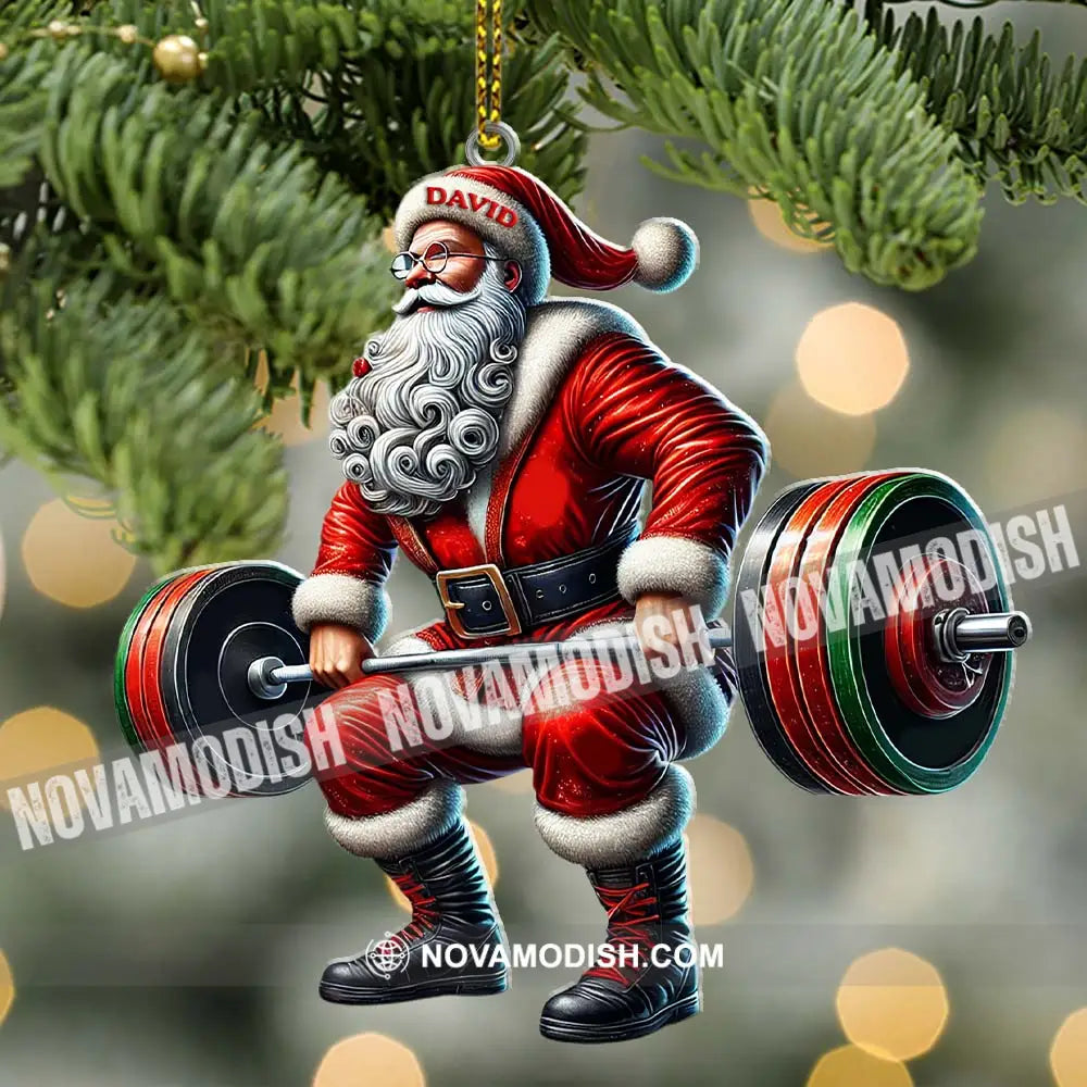 Custom Name Gym Work Out Santa Ornament Gymnastics Christmas Gift