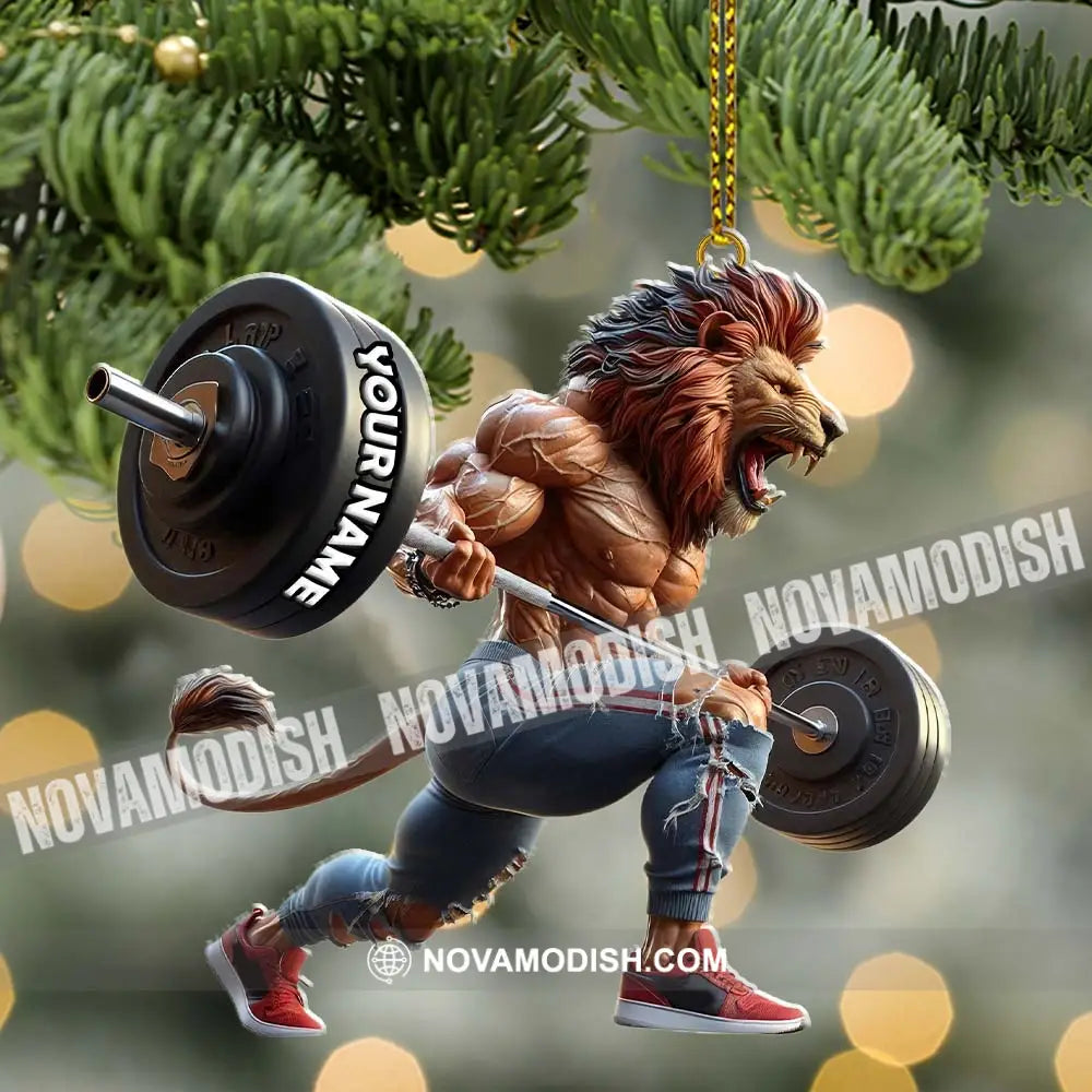 Custom Name Gym Work Out Santa Ornament Gymnastics Christmas Gift