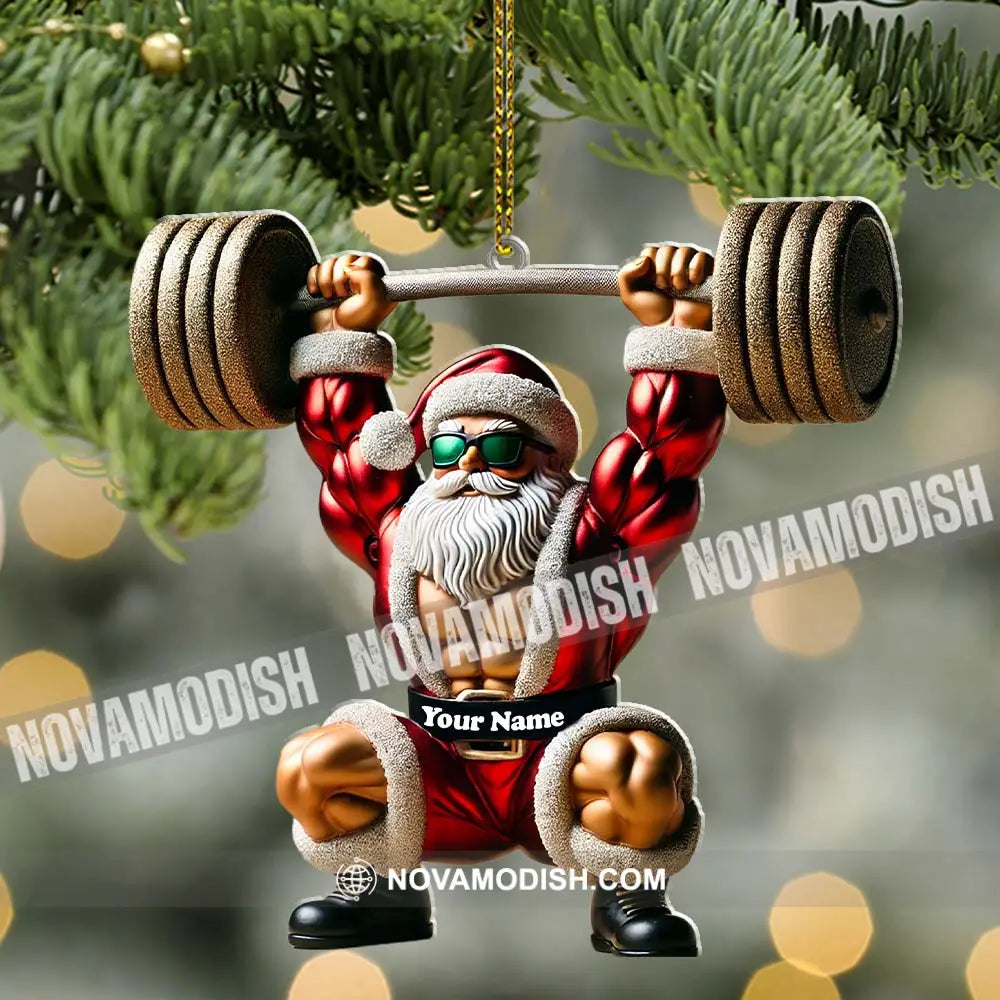 Custom Name Gym Work Out Santa Ornament Gymnastics Christmas Gift