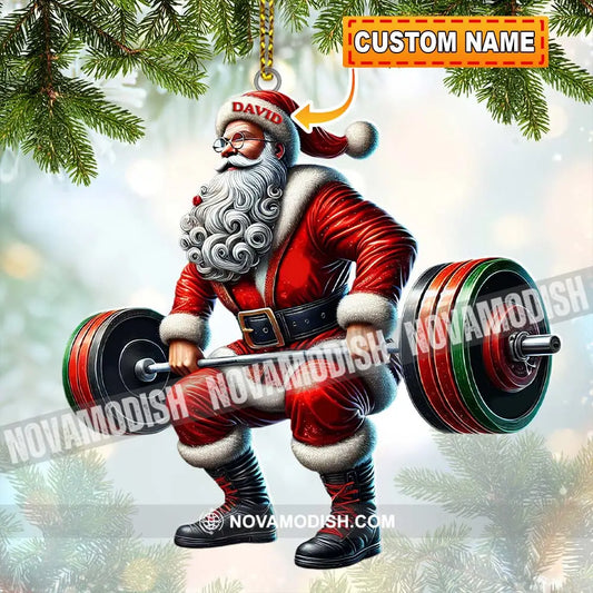 Custom Name Gym Work Out Santa Ornament Gymnastics Christmas Gift