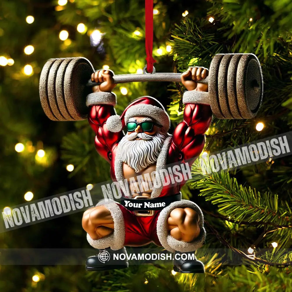 Custom Name Gym Work Out Santa Ornament Gymnastics Christmas Gift