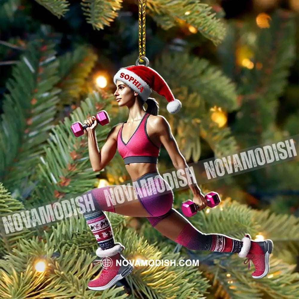 Custom Name Gym Work Out Woman Ornament Gymnastics Christmas Gift 3.54’’ / 1