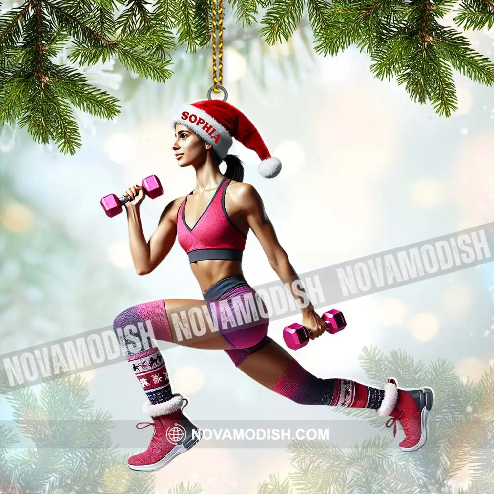 Custom Name Gym Work Out Woman Ornament Gymnastics Christmas Gift