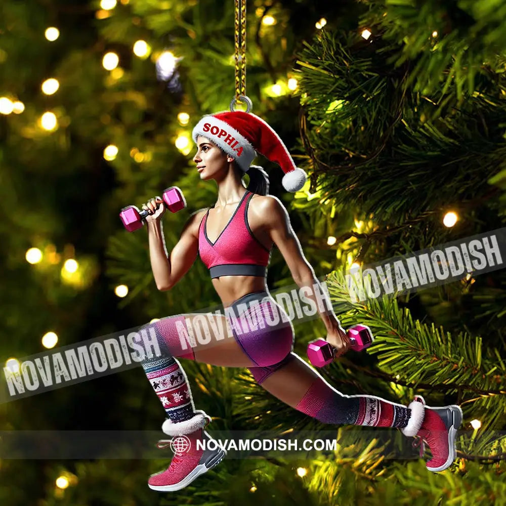 Custom Name Gym Work Out Woman Ornament Gymnastics Christmas Gift