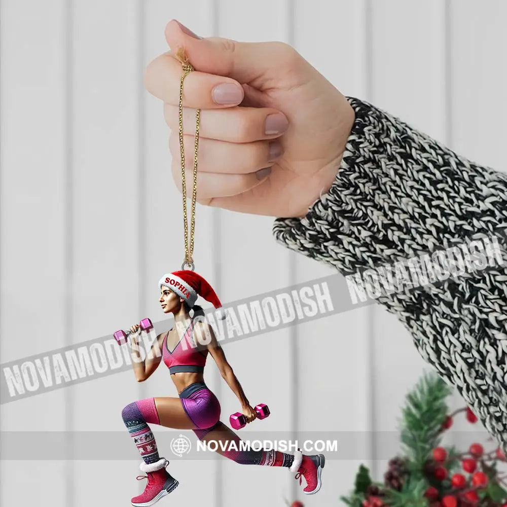 Custom Name Gym Work Out Woman Ornament Gymnastics Christmas Gift