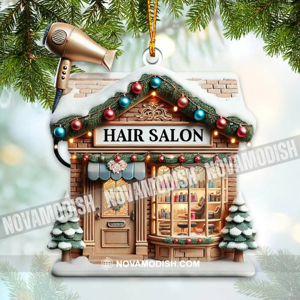 Custom Name Hair Salon Ornament Hairdresser Christmas Gift 3.54’’ / 1