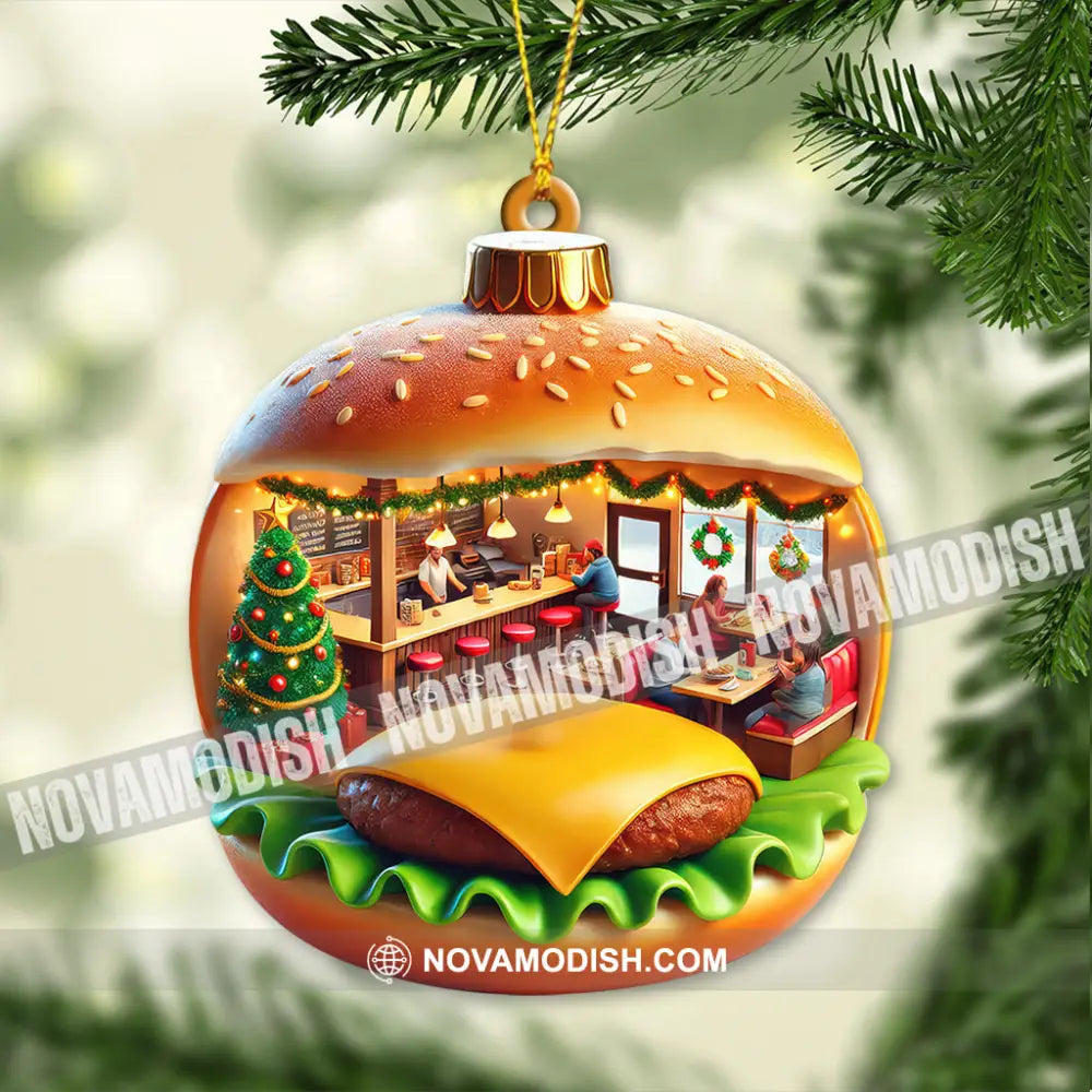 Custom Name Hamburger Ornament Christmas Gift Decoration 3.54’’ / 1