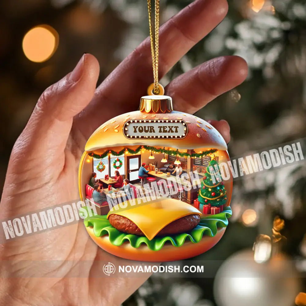 Custom Name Hamburger Ornament Christmas Gift Decoration