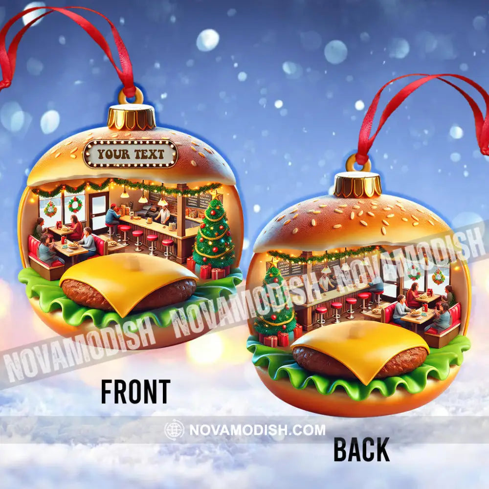 Custom Name Hamburger Ornament Christmas Gift Decoration