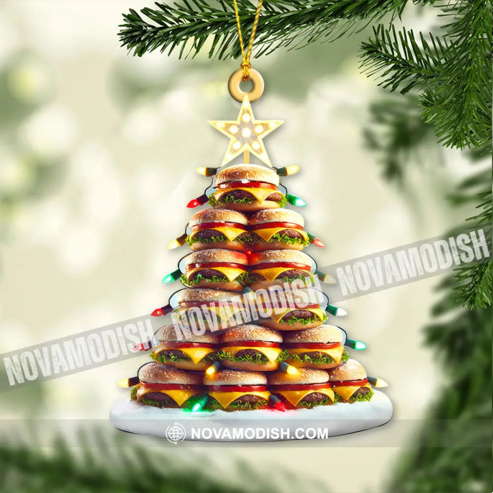 Custom Name Hamburger Ornament Lover Christmas Gift 3.54’’ / 1