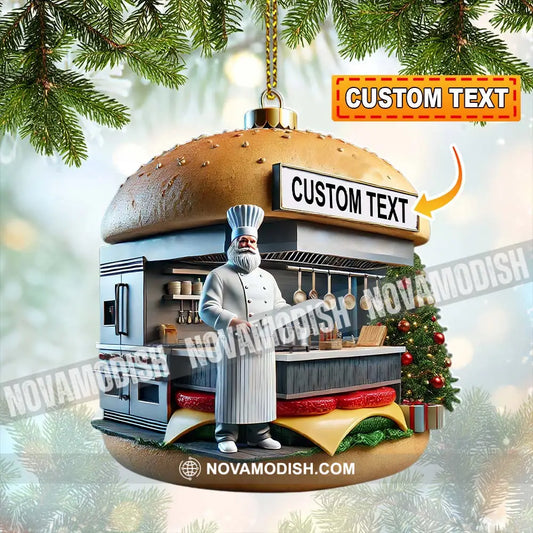 Custom Name Hamburger Shop Ornament Hot Dog Santa Christmas Gift