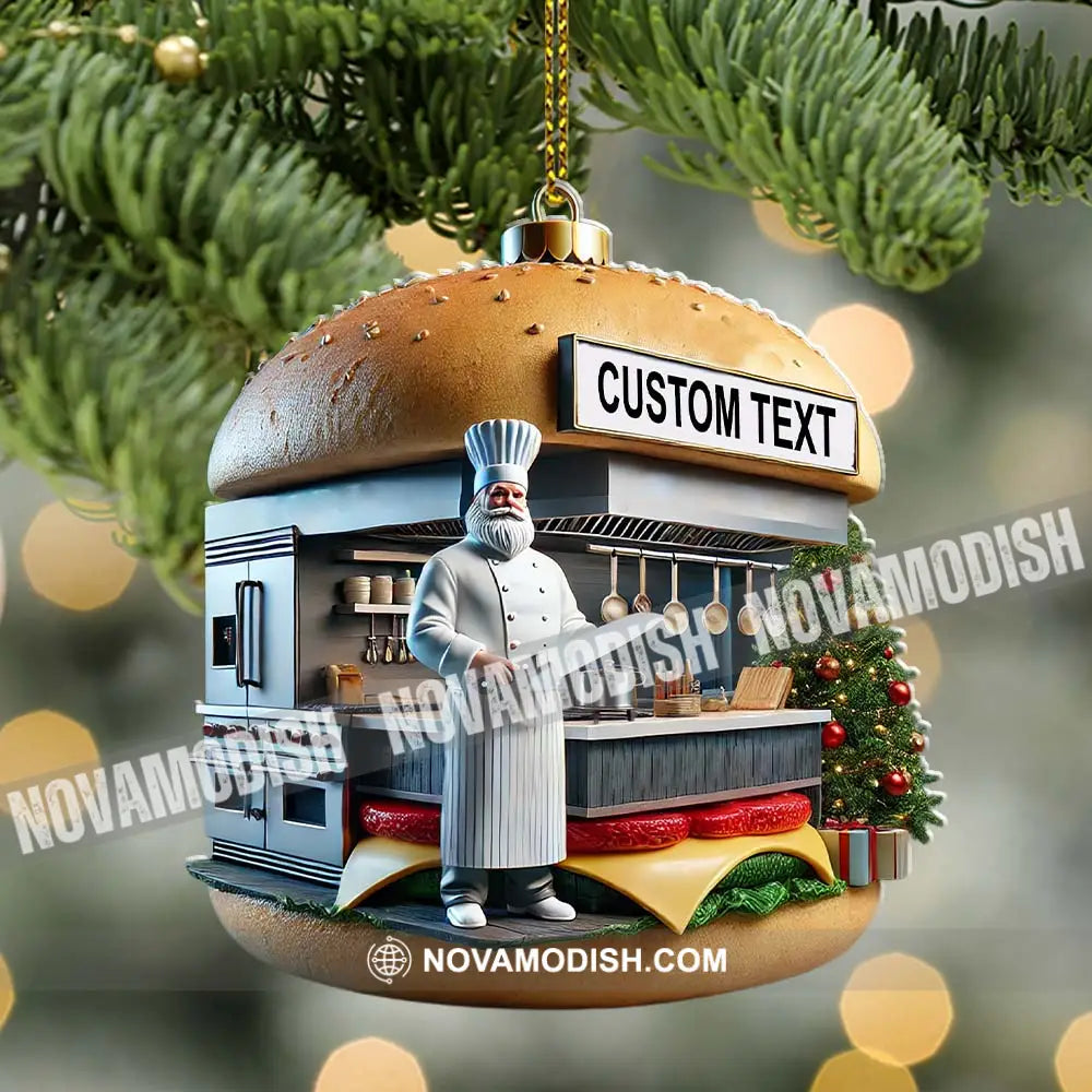 Custom Name Hamburger Shop Ornament Hot Dog Santa Christmas Gift