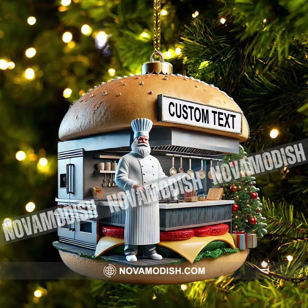 Custom Name Hamburger Shop Ornament Hot Dog Santa Christmas Gift