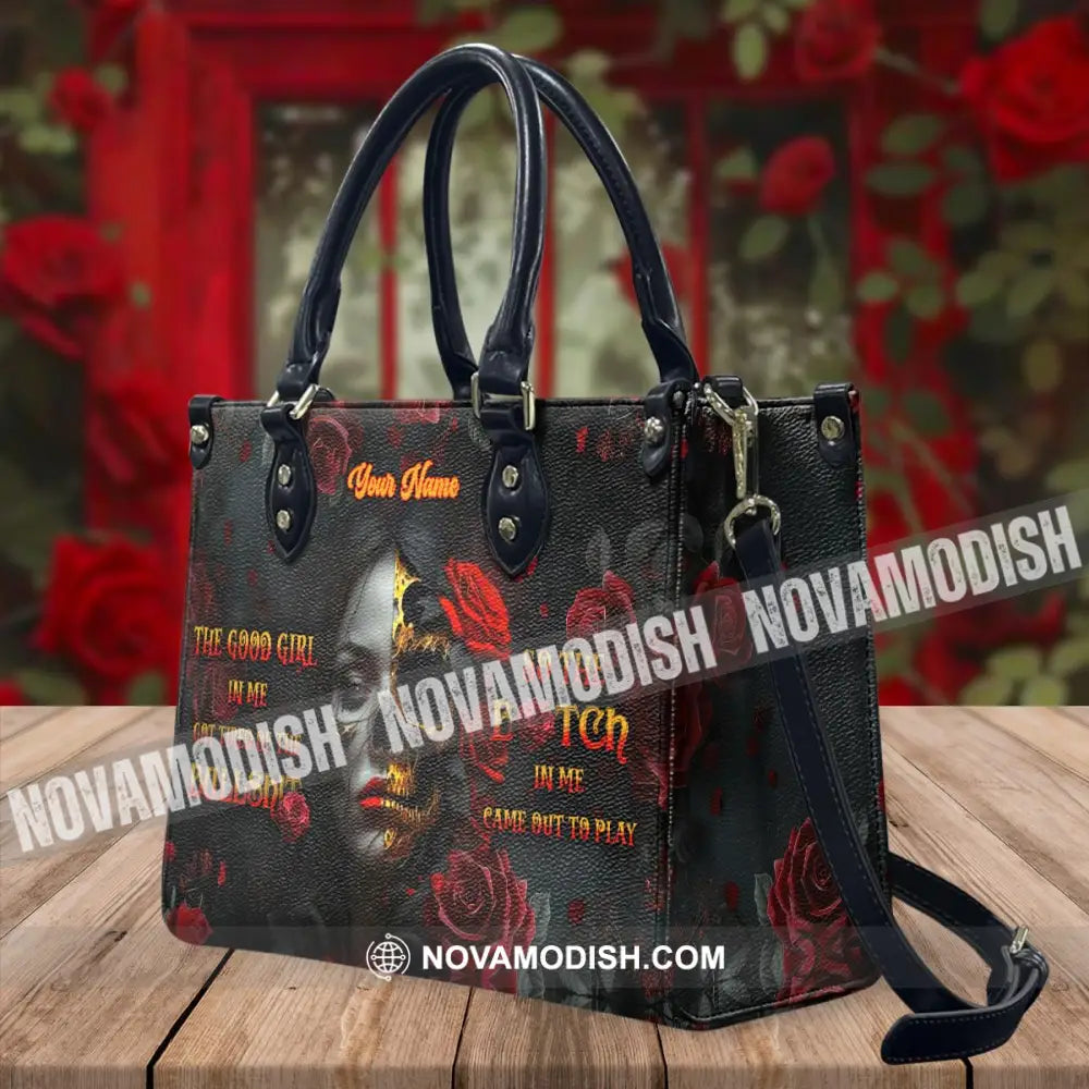 Custom Name Handbag Skull Lady Evil Personalized Leather