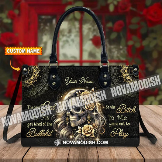 Custom Name Handbag Skull Lady Evil Personalized Leather