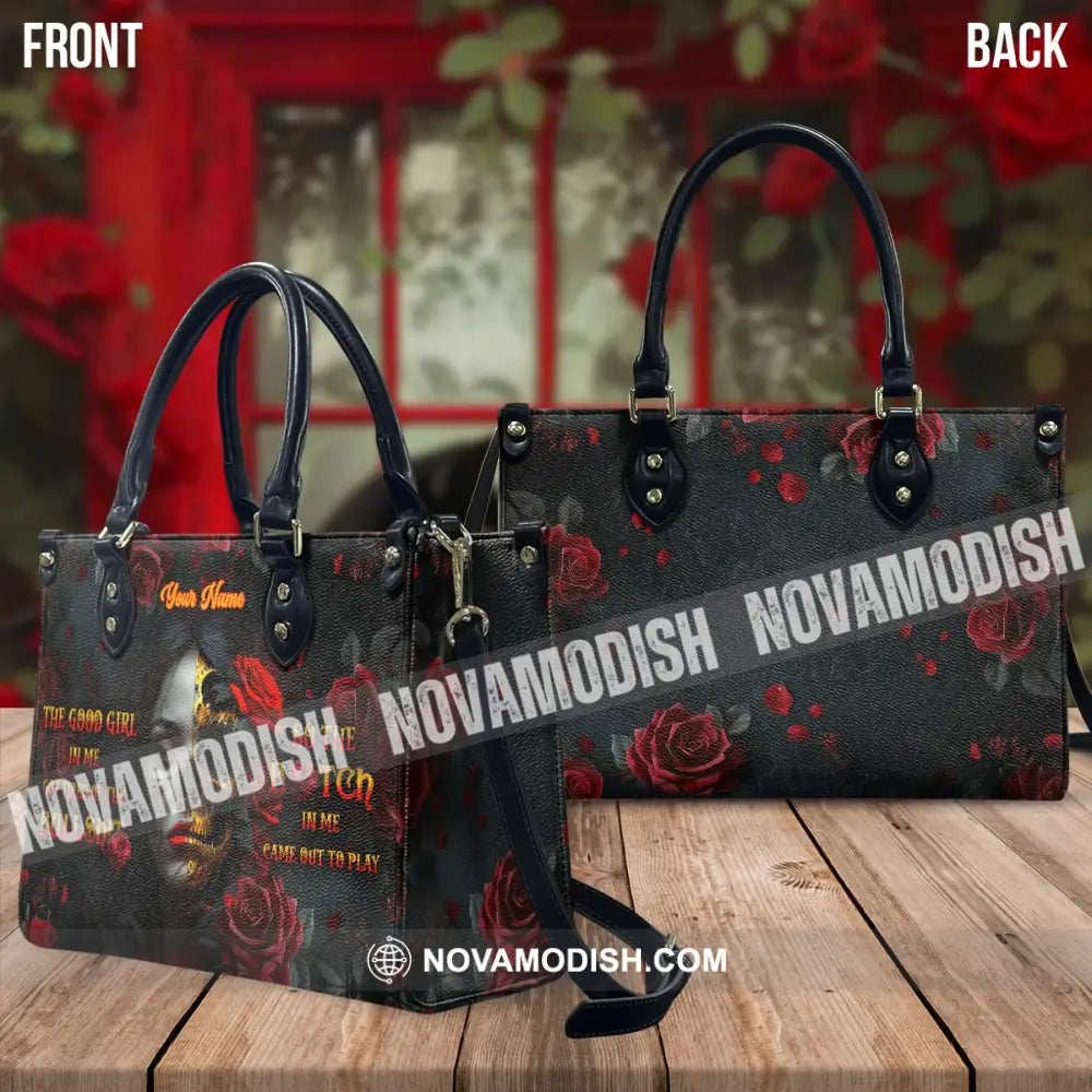 Custom Name Handbag Skull Lady Evil Personalized Leather